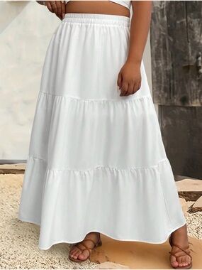 Tiered Maxi Skirt in Soft White